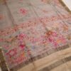 Handwoven Printed Tussar silk saree with zari border - Image 4