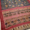 Pen Kalamkari work on handwoven Vidarbha Karvati kinar Tussar silk saree - Image 4