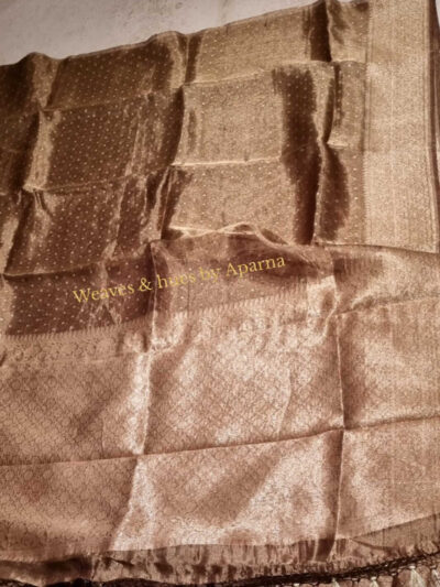 Benarasi Tissue Organza silk saree with heavy zari pallu and borders