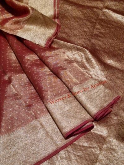 Benarasi Tissue Organza silk saree with heavy zari pallu and borders