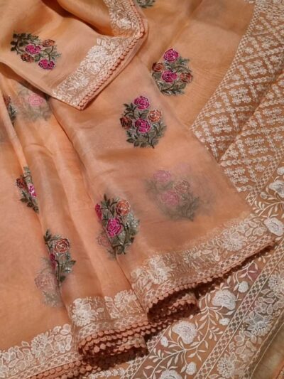 Embroidered Organza silk saree