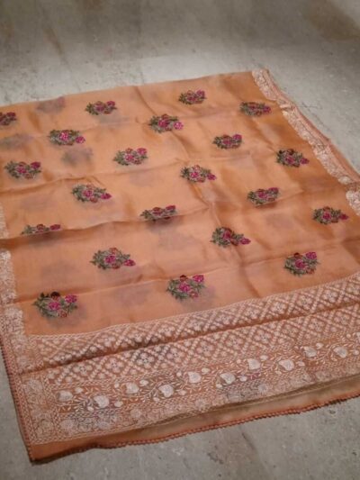 Printed tussar silk saree