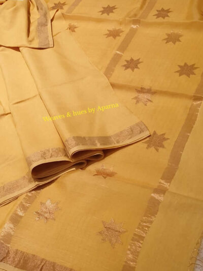 Handwoven Tussar silk Noil with zari jamdani work