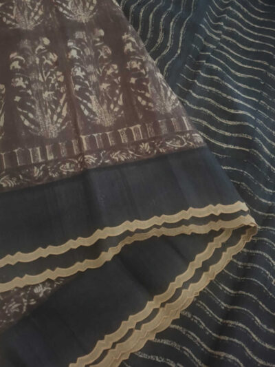 Tussar Silk Saree with Digitally Printed Pallu