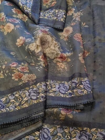 Benarasi Organza silk saree with embroidery and digital print