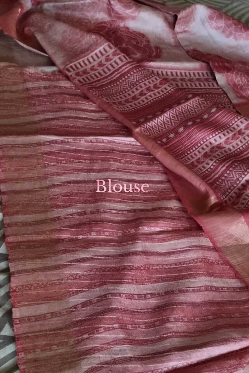 Tussore Handwoven printed Tussar silk saree - Ecommerce