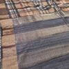 Block printed Tussar silk saree with kantha work in a very contemporary print - Image 2