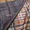 Block printed Tussar silk saree with kantha work in a very contemporary print - Image 3
