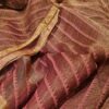 Handwoven Tissue Jamdani Silk Linen saree in half & half style - Image 4