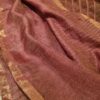 Handwoven Tissue Jamdani Silk Linen saree in half & half style - Image 5