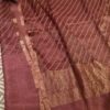 Handwoven Tissue Jamdani Silk Linen saree in half & half style - Image 3