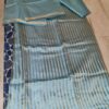 Handwoven Benarasi Silk suit with gold zari stripes on the top - Image 3