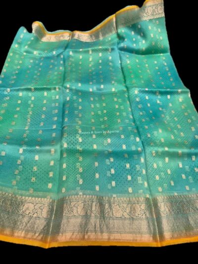Benarasi handwoven Kora Organza silk saree in dual tone
