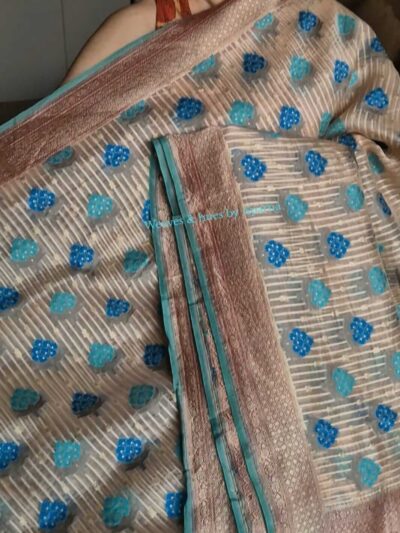 Benarasi kora organza silk saree with meenakari motifs