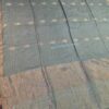 Handwoven Tussar Cotton saree with self subtle checks and zari jamdani motifs - Image 3
