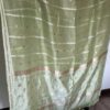 Banarasi Kora Organza silk saree with Kadhua stripes and motifs - Image 3