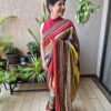 Printed Benarasi 80 gms Georgette silk saree with hand embroidered sequins and a neat back finish - Image 5